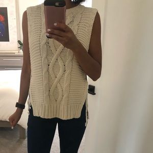 Knit creme sweater pull over sleeveless